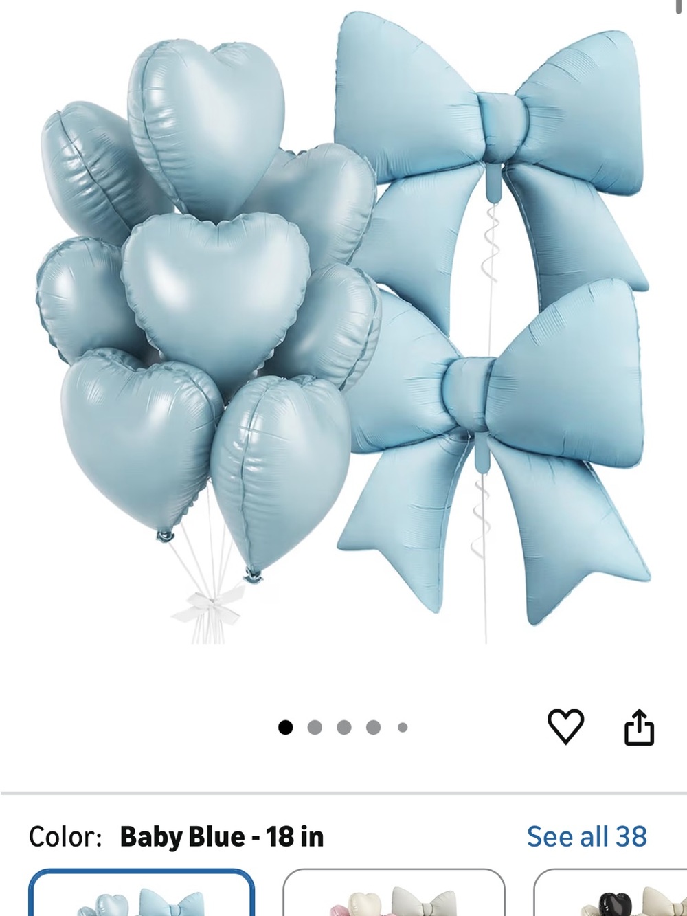 Baby Blue Heart and Bow Balloon Set -